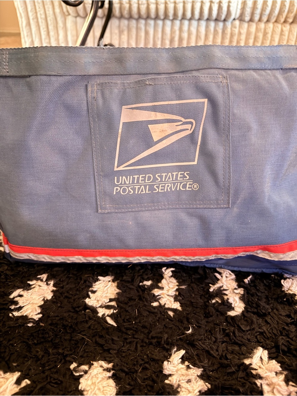 USPS Blue Mail Carrier Bag with Red Trim Damaged Strap